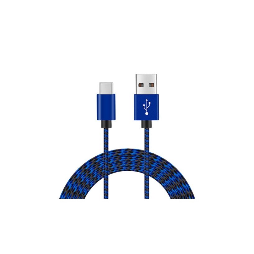 Cablu de incarcare Type-C USB 3.1, 3M lungime, ranforsat, Albastru cu Negru