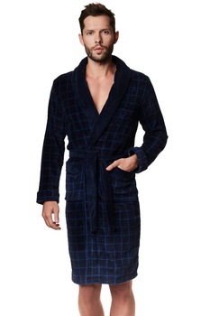 Halat de baie pentru barbati Henderson Mazer bleumarin, XL INTL Halat de baie pentru barbati Henderson Mazer bleumarin, XL INTL