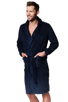 Halat de baie pentru barbati Henderson Molto bleumarin, XL INTL Halat de baie pentru barbati Henderson Molto bleumarin, XL INTL