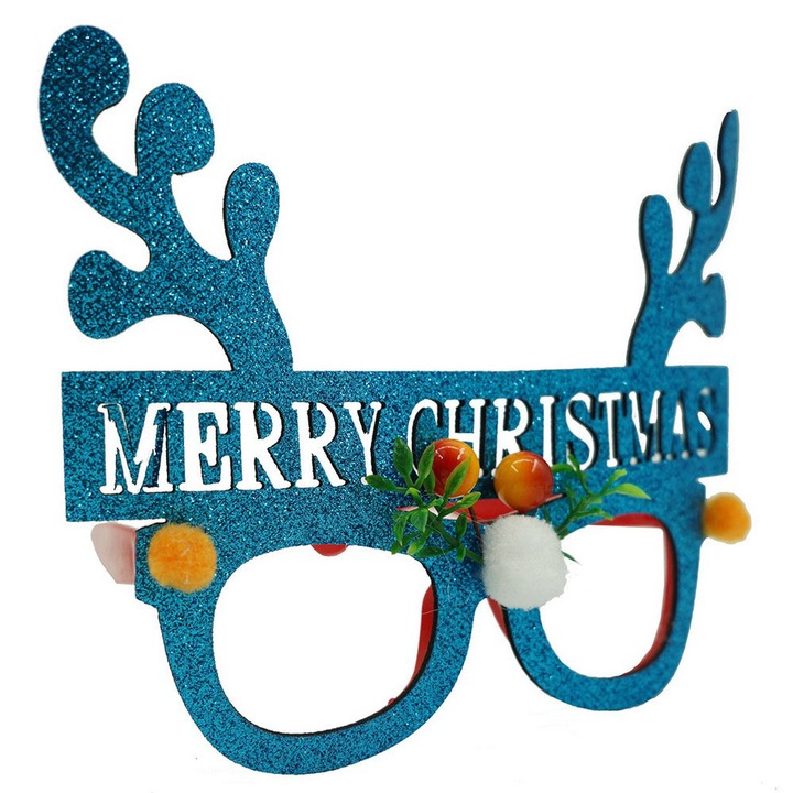 Парти очила Flippy, коледни, син, пластмаса и полиестер