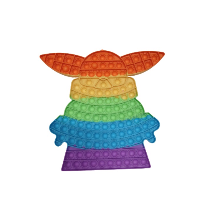 Jucarie Push Pop Bubble Fidget, Pop It, Antistres, silicon, Yoda Star Wars, Multicolor