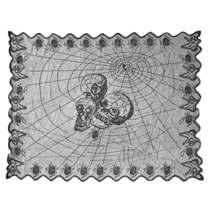 Fata de masa, Zola®, pentru Halloween, gri, cu craniu, 75x100 cm