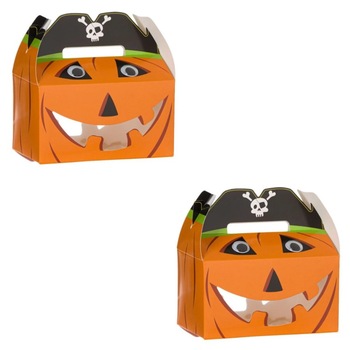 Set 2 cutii pentru dulciuri, Zola®, de Halloween, model dovlecel, din carton,16x10x8 cm Set 2 cutii pentru dulciuri, Zola®, de Halloween, model dovlecel, din carton,16x10x8 cm