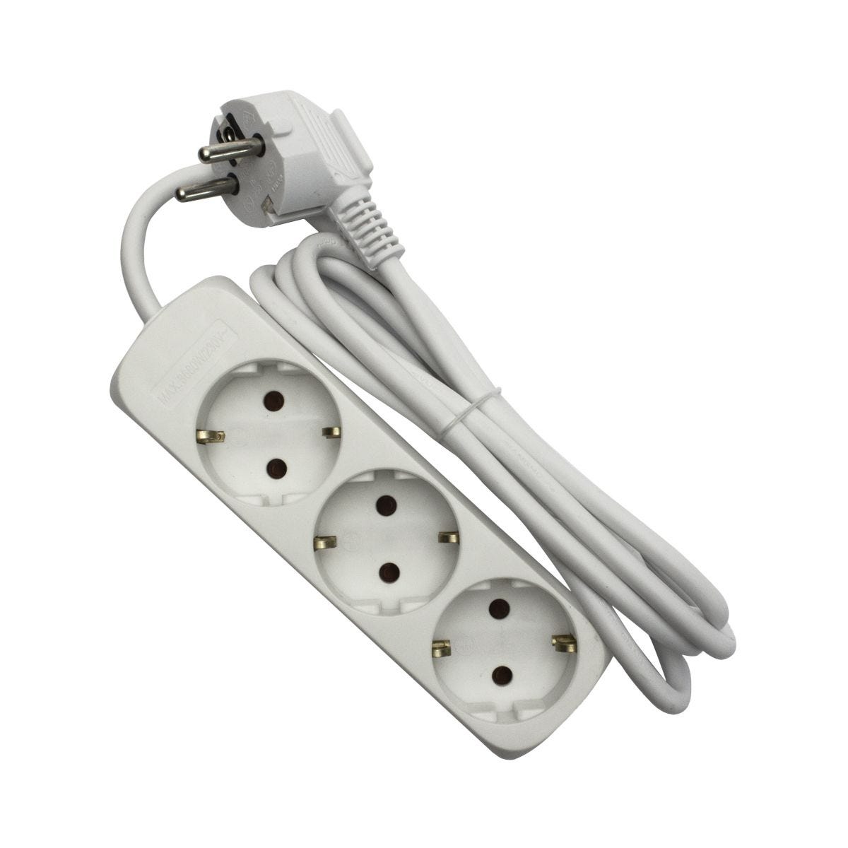 Prelungitor 3 prize, 3 m, cablu 3x1 mmp, alb, Strohm