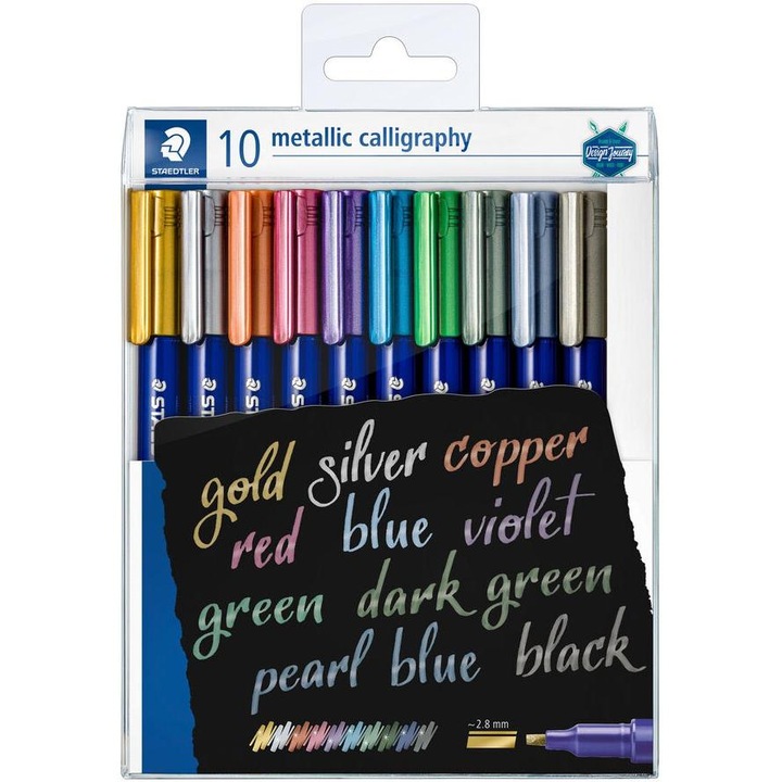 Калиграфски маркери Staedtler DJ, металикови, комплект 10цв