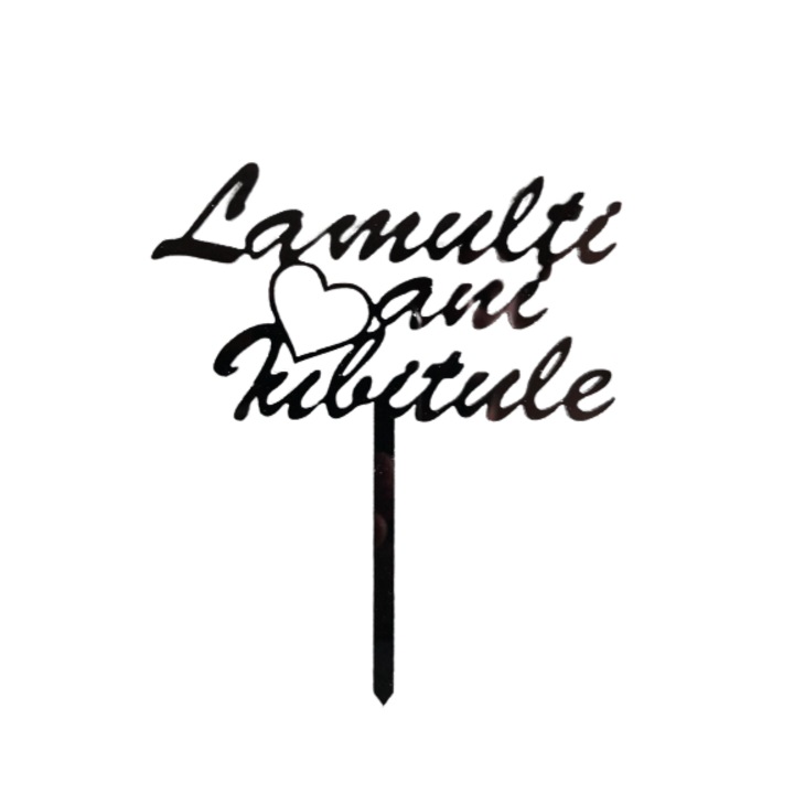 Топер за торта ,,Честит рожден ден любов моя'', Черен