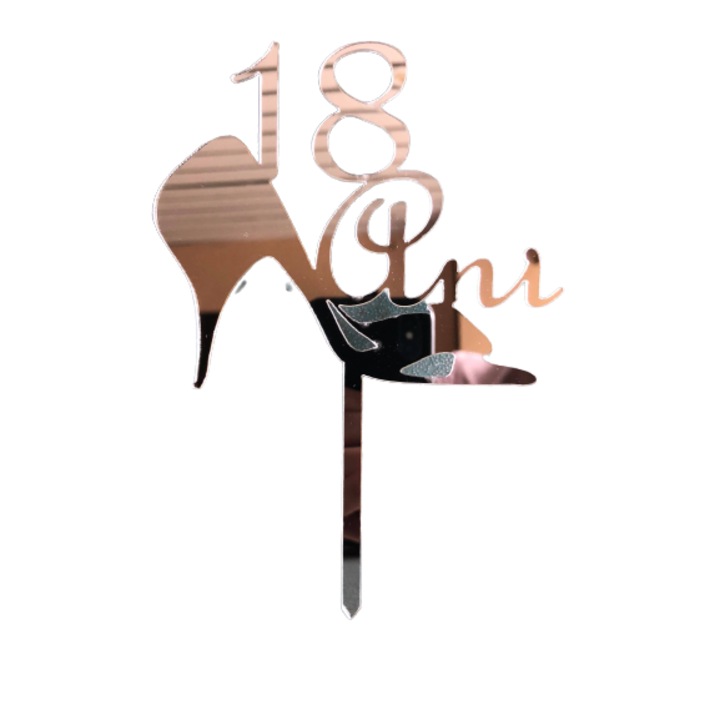 Cake Topper Shoe 18, felnőtt, ezüst,