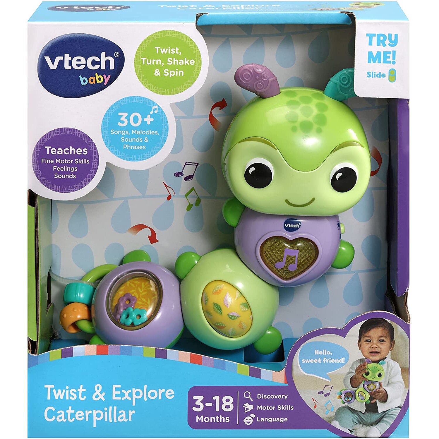 Jucarie interactiva Caterpillar, Vtech, Multicolor, 3 luni+