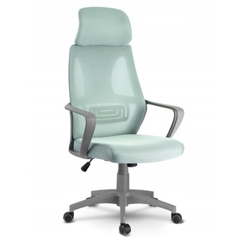 Scaun de birou in stil modern, material respirabil, spatar, tetiera si inaltime reglabila, roti cauciucate, verde, 61 x 128 cm Scaun de birou in stil modern, material respirabil, spatar, tetiera si inaltime reglabila, roti cauciucate, verde, 61 x 128 cm