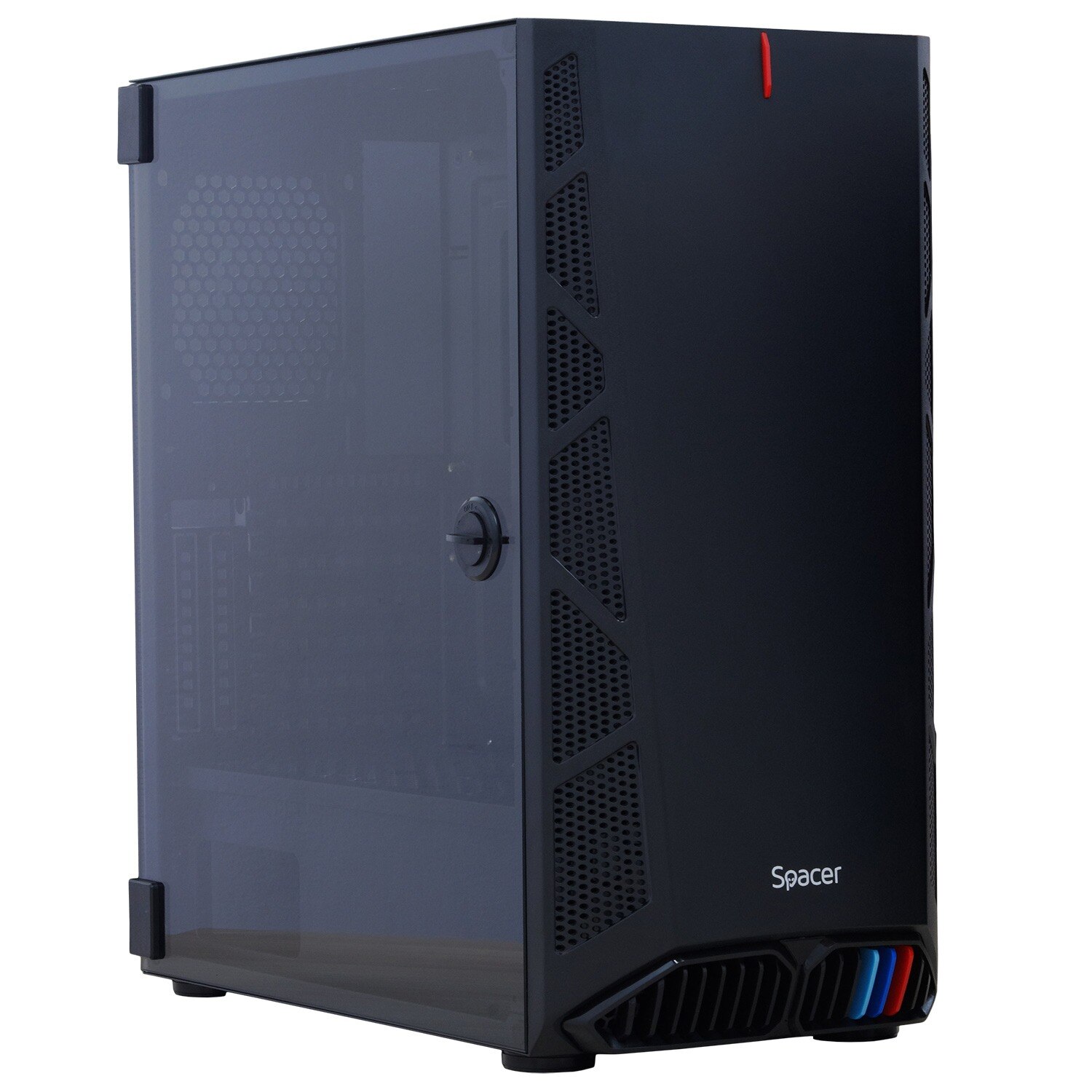 Carcasa Spacer gaming SPGC-HUNTER, Middle Tower, ATX, fara sursa, usa sticla securizata, balama, USB 2.0 x 2, USB 3.0 x 1, Jack 3.5mm x 2, mesh