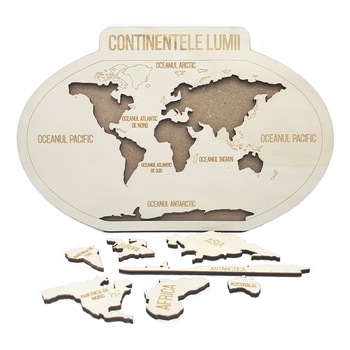 Joc educativ Harta Lumii, Lemn, 30 x 20 cm Joc educativ Harta Lumii, Lemn, 30 x 20 cm