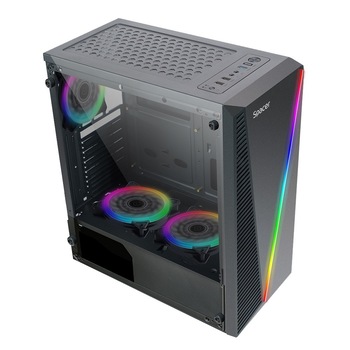 Carcasa Spacer gaming SPCS-GC-THOR, Middle Tower, ATX, fara sursa, sticla securizata, 4 x fan, USB 2.0 x 2, USB 3.0 x 1, mesh, fan controller RGB, telecomanda Carcasa Spacer gaming SPCS-GC-THOR, Middle Tower, ATX, fara sursa, sticla securizata, 4 x fan, USB 2.0 x 2, USB 3.0 x 1, mesh, fan controller RGB, telecomanda