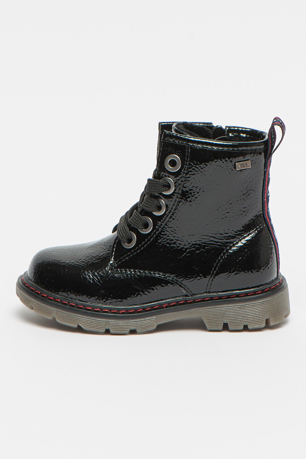 Tom Tailor, Bocanci de piele sintetica lacuita, Negru