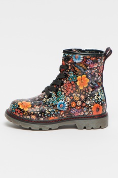 Tom Tailor, Bocanci de piele ecologica cu model floral, Multicolora Tom Tailor, Bocanci de piele ecologica cu model floral, Multicolora