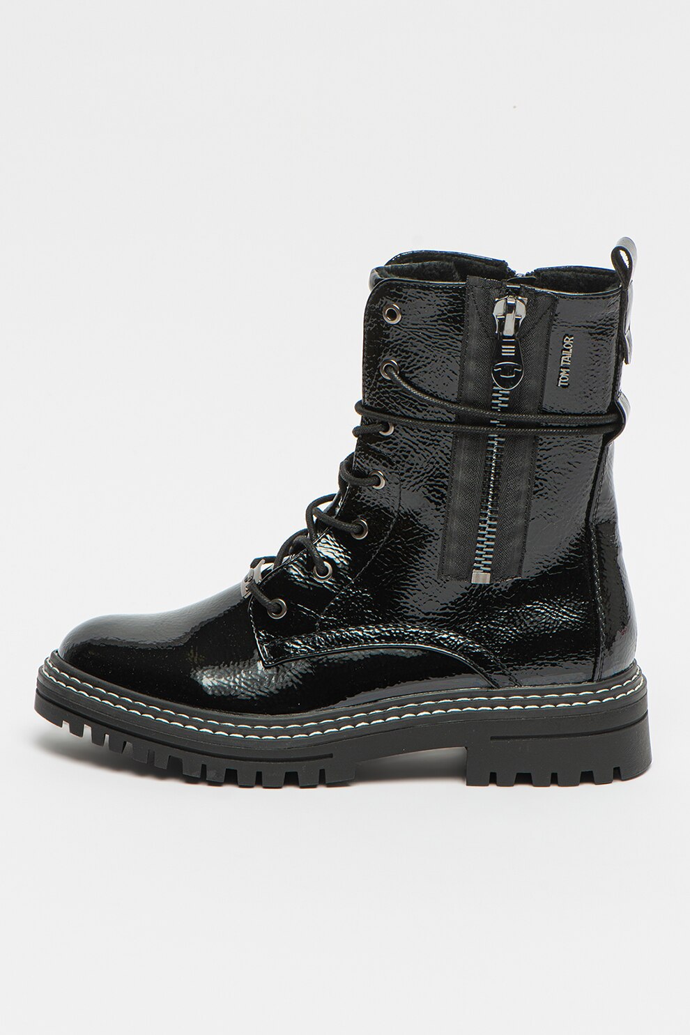 Tom Tailor, Ghete de piele ecologica cu aspect lacuit, Negru