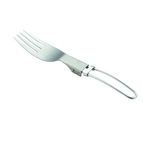 Tacam camping pliabil inox furculita Pinguin, cu husa