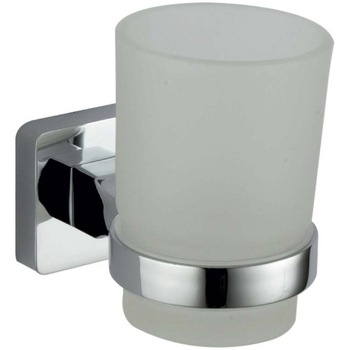 Suport pasta/periuta dinti Ermetiq Modern ER-J638, cu pahar sticla Suport pasta/periuta dinti Ermetiq Modern ER-J638, cu pahar sticla