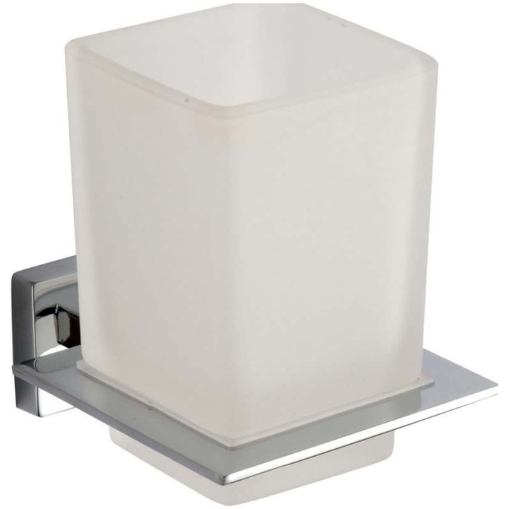 Suport pasta/periuta dinti Ermetiq Classic ER-J738, cu pahar, Crom