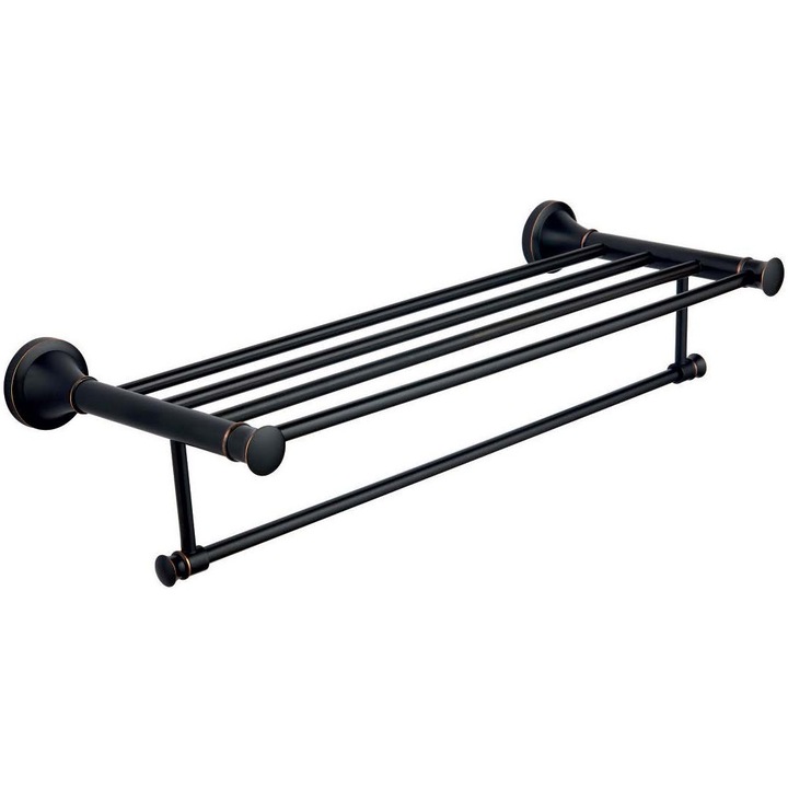 Suport prosop Ermetiq Luxury ER-J820, cu polita, 60 cm, Negru