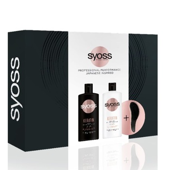Set cadou Syoss: Sampon Keratin, 440ml + Balsam Keratin, 440ml + Perie de par Set cadou Syoss: Sampon Keratin, 440ml + Balsam Keratin, 440ml + Perie de par