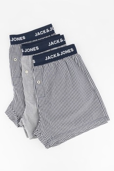 Jack&Jones, Set de boxeri cu modele diverse - 3 perechi, Bleumarin/Alb Jack&Jones, Set de boxeri cu modele diverse - 3 perechi, Bleumarin/Alb