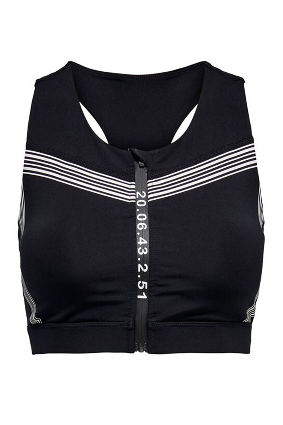 Only Play, Bustiera cu spate decupat, burete si garnituri contrastante, Negru/Alb