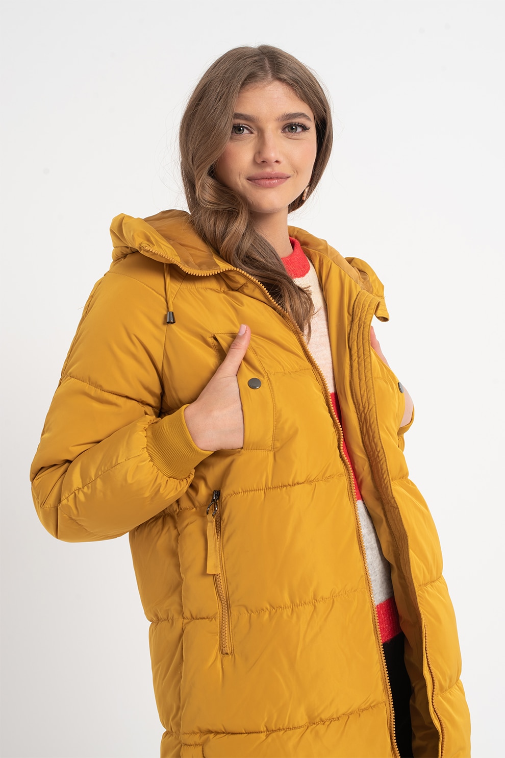 Vero Moda, Geaca cu vatelina si gluga Aura, Galben, XS