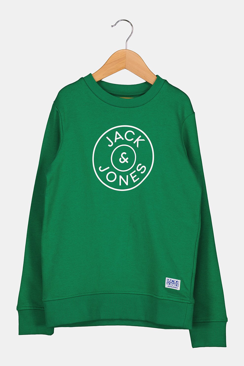 Jack&Jones, Bluza sport cu decolteu la baza gatului si logo, Verde/Alb
