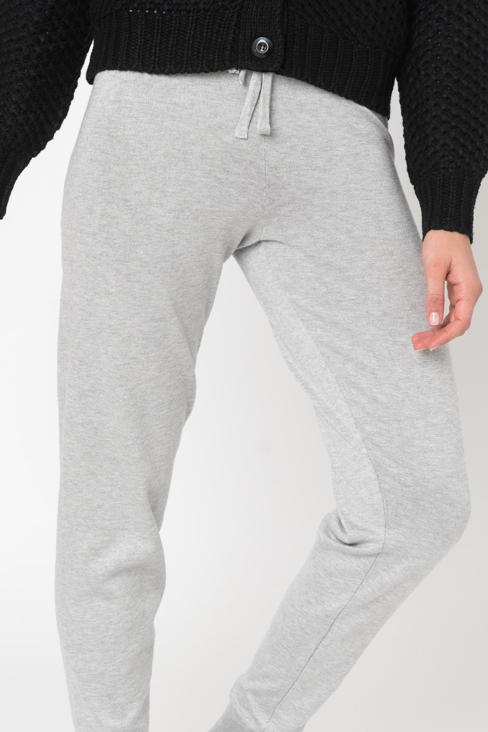 Vero Moda, Pantaloni sport cu snur in talie Edith, Gri deschis melange