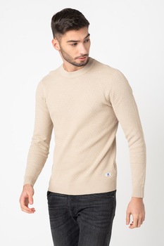 Jack&Jones, Pulover cu decolteu la baza gatului Brandon, Bej Jack&Jones, Pulover cu decolteu la baza gatului Brandon, Bej