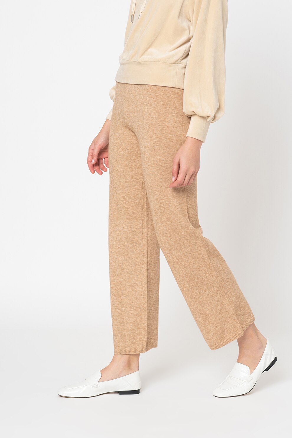 Only, Pantaloni ampli tricotati fin Katia, Maro deschis melange