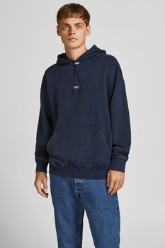 Jack&Jones, Hanorac lejer de bumbac cu buzunar kangaroo Brad, Bleumarin Jack&Jones, Hanorac lejer de bumbac cu buzunar kangaroo Brad, Bleumarin
