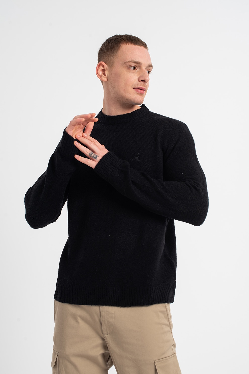 Only & Sons, Pulover cu decolteu la baza gatului Karl, Negru