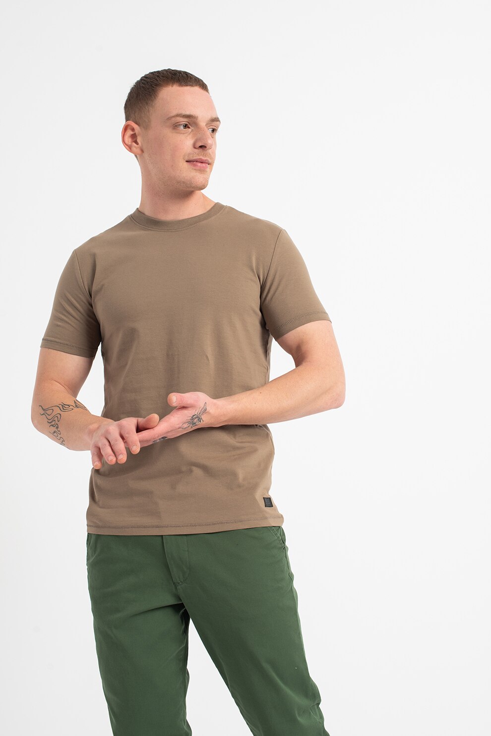 Only & Sons, Tricou slim fit Kim, Maro camel/Gri