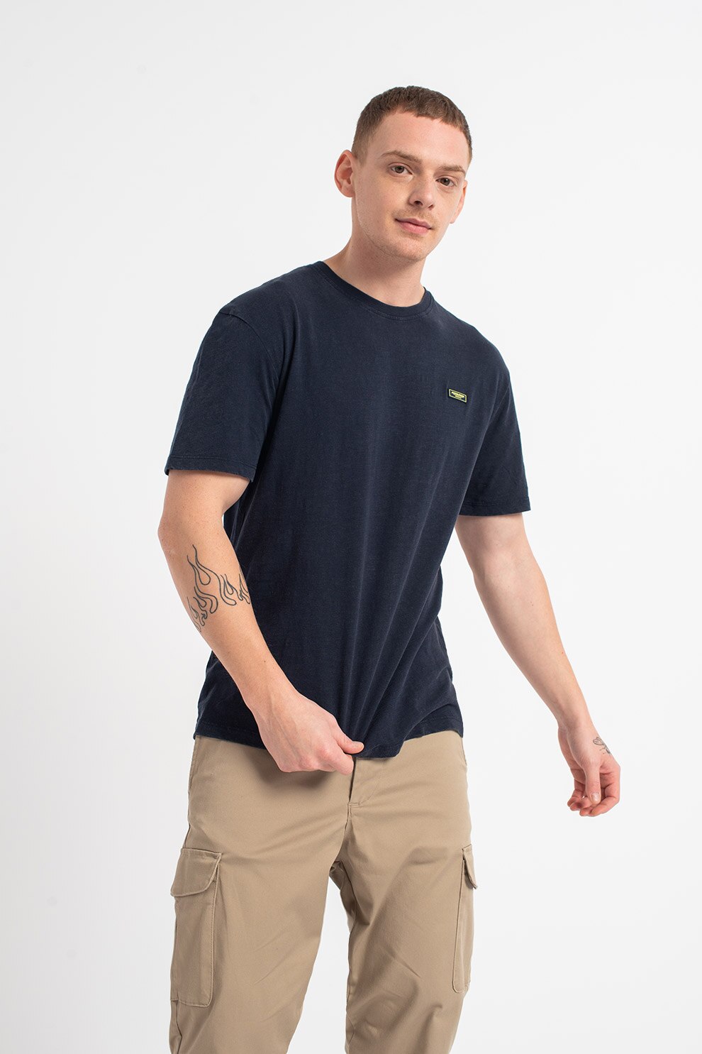 Jack&Jones, Tricou lejer cu decolteu la baza gatului Brad, Bleumarin