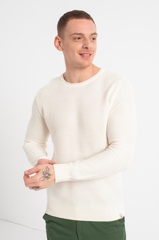 Jack&Jones, Pulover cu decolteu la baza gatului si aspect texturat Conrad, Crem Jack&Jones, Pulover cu decolteu la baza gatului si aspect texturat Conrad, Crem