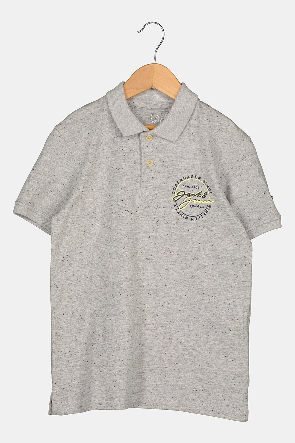 Jack&Jones, Tricou polo cu detaliu logo pe piept, Gri deschis melange