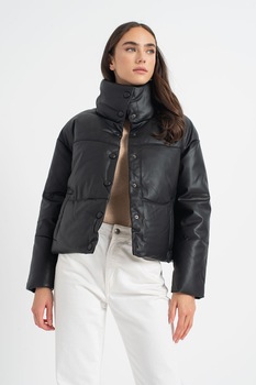 Only, Geaca de piele ecologica cu guler inalt Lydia, Negru Only, Geaca de piele ecologica cu guler inalt Lydia, Negru