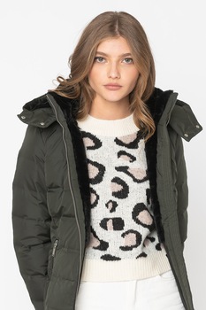 Vero Moda, Geaca cu umplutura de puf si gluga Dolly, Verde inchis Vero Moda, Geaca cu umplutura de puf si gluga Dolly, Verde inchis