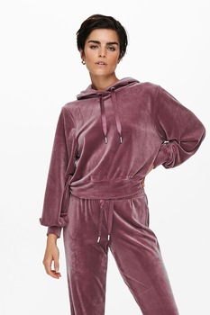 Only, Hanorac crop cu aspect catifelat Laya, Violet prafuit Only, Hanorac crop cu aspect catifelat Laya, Violet prafuit