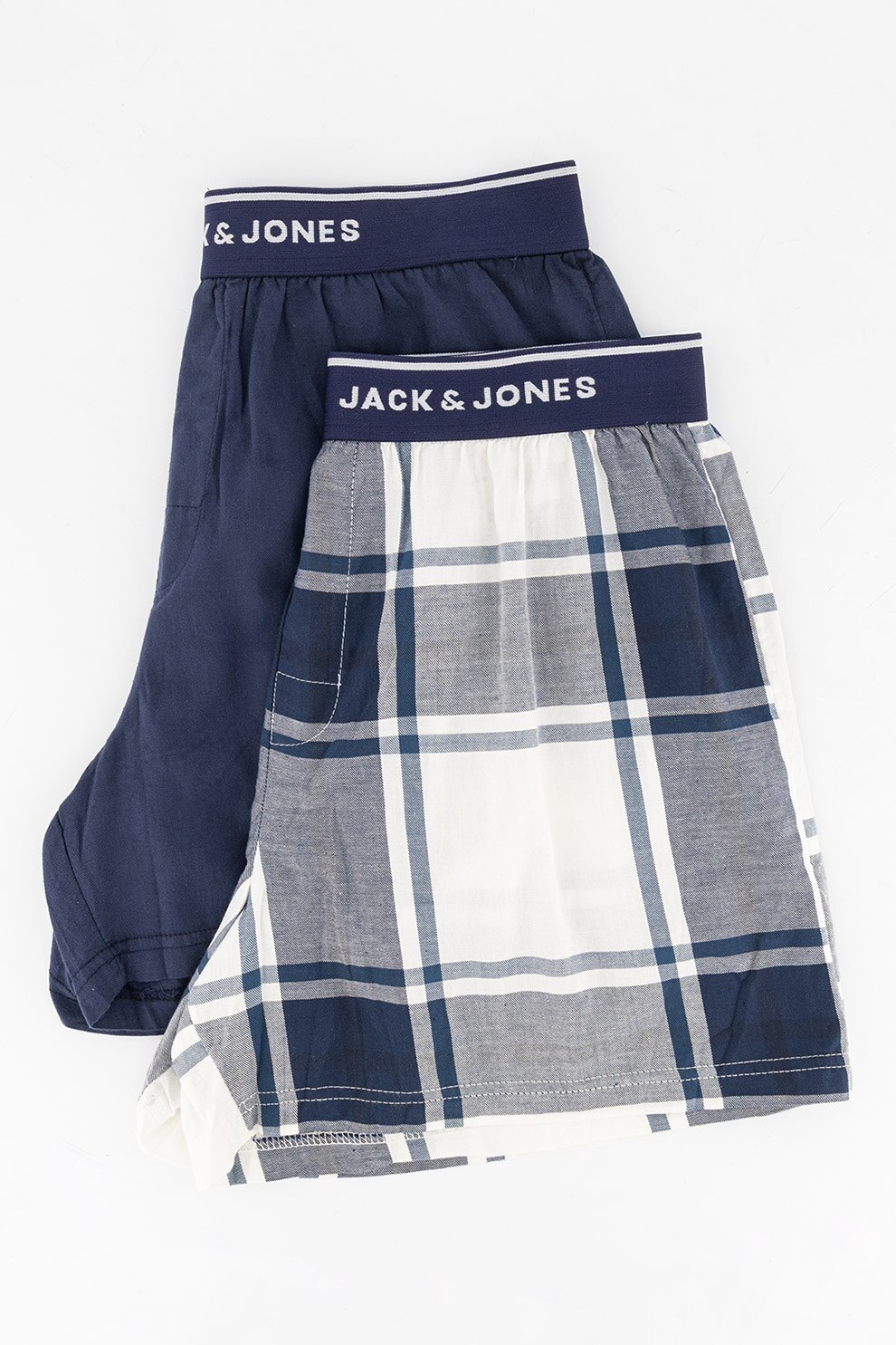 Jack&Jones, Set de boxeri cu banda cu imprimeu logo in talie Bruno - 2 perechi, Bleumarin/ Gri