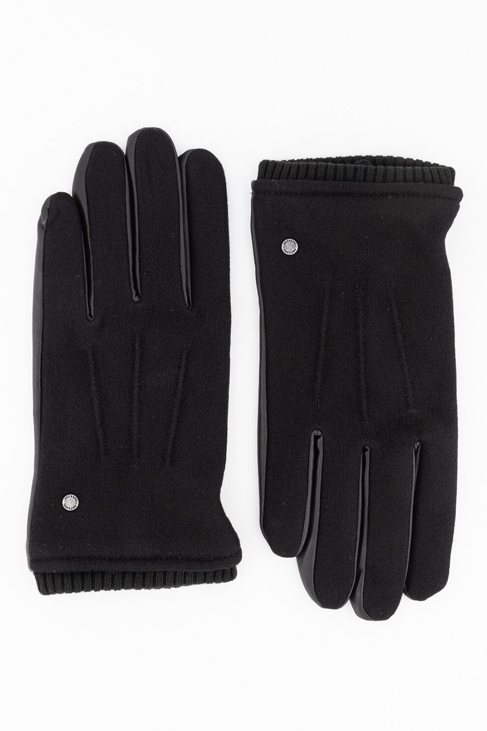 Only & Sons, Manusi de piele ecologica cu detalii striate, S-M Standard, Negru