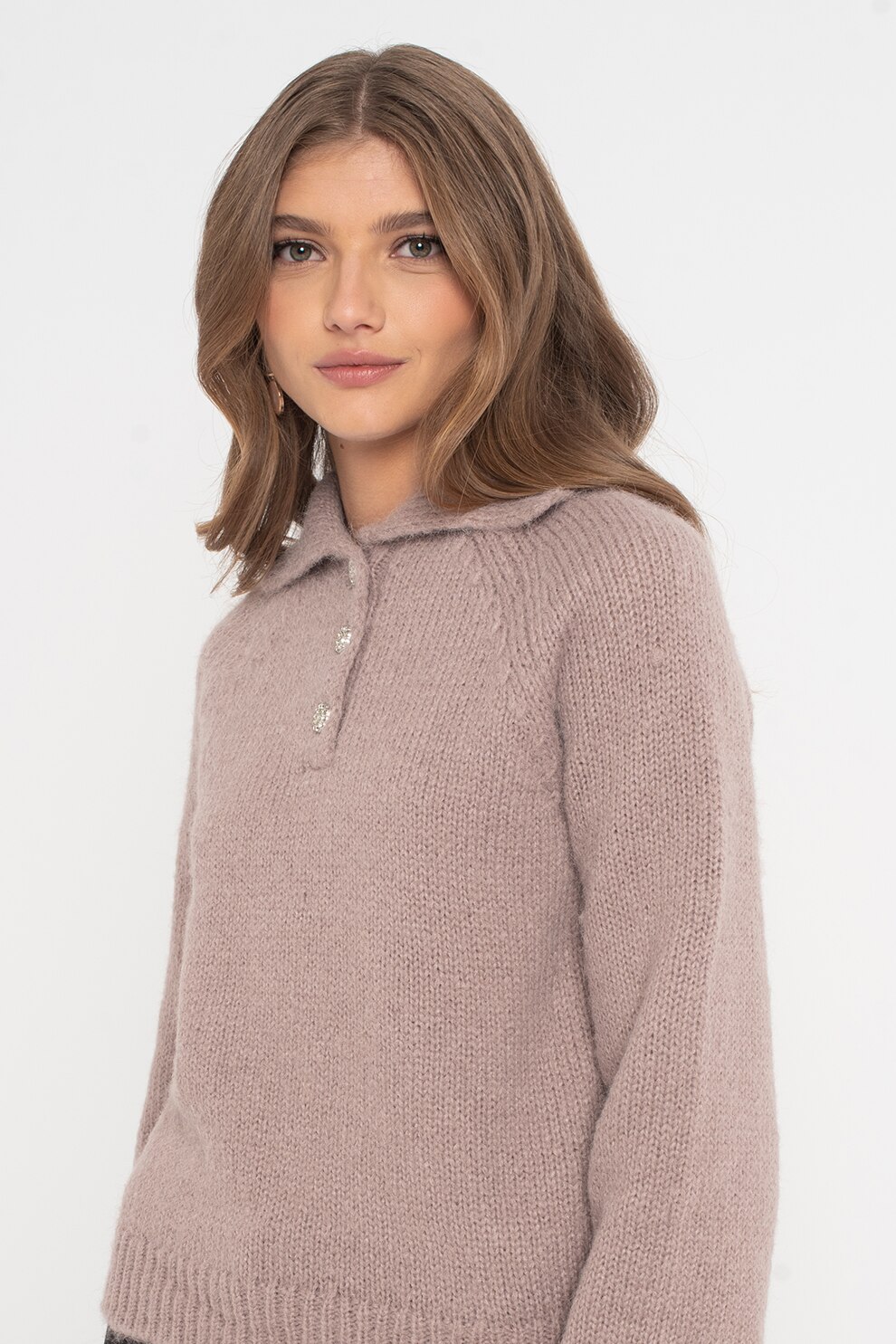 Vero Moda, Pulover polo cu maneci raglan, Gri