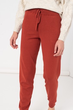 Vero Moda, Pantaloni sport cu snur in talie Edith, Rosu caramiziu Vero Moda, Pantaloni sport cu snur in talie Edith, Rosu caramiziu