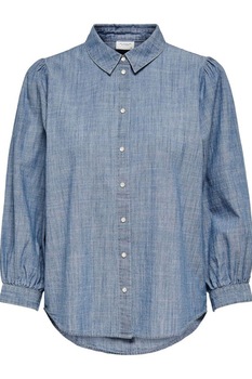 JdY, Camasa din bumbac cu maneci bufante, Albastru lavanda JdY, Camasa din bumbac cu maneci bufante, Albastru lavanda