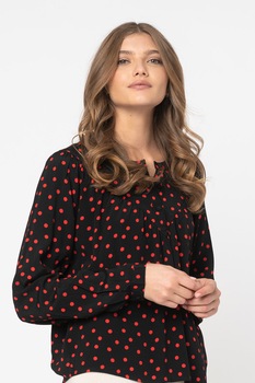 JdY, Bluza cu imprimeu si fenta cu nasturi Munte, Negru/Rosu JdY, Bluza cu imprimeu si fenta cu nasturi Munte, Negru/Rosu