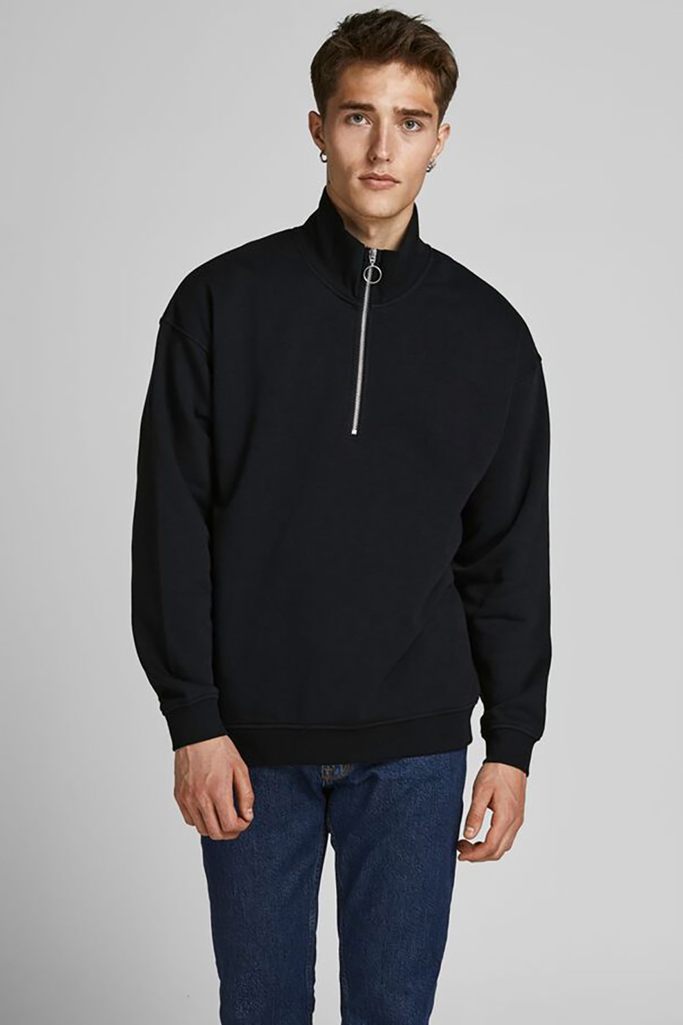 Jack&Jones, Bluza sport lejera cu maneci cazute Brink, Negru