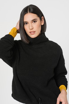 Only, Bluza sport din material teddy cu guler inalt Amara, Negru Only, Bluza sport din material teddy cu guler inalt Amara, Negru