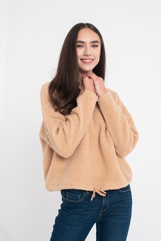 Only, Bluza sport din material teddy cu guler inalt Amara, Maro nisip Only, Bluza sport din material teddy cu guler inalt Amara, Maro nisip