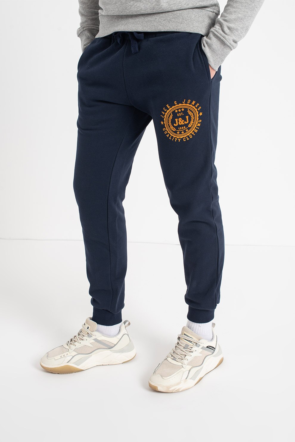 Jack&Jones, Pantaloni sport cu logo Gordon, Bleumarin, 2XL